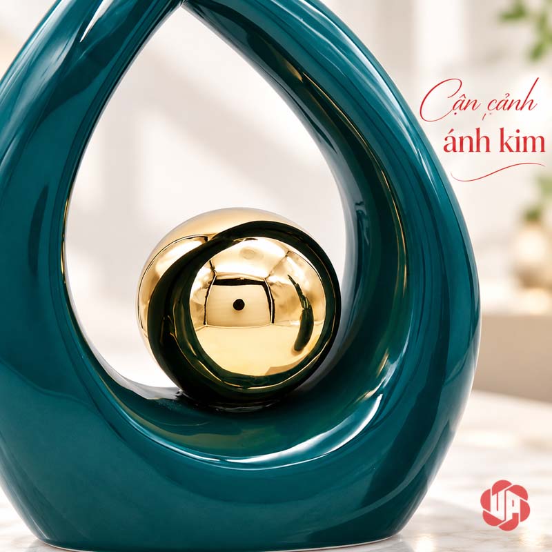 Đồ Trang Trí Decor Nghệ Thuật Xanh Ngọc Ôm Cầu Vàng UP027 Đồ trang trí decor chi tiết vòng thân xanh ôm cầu vàng