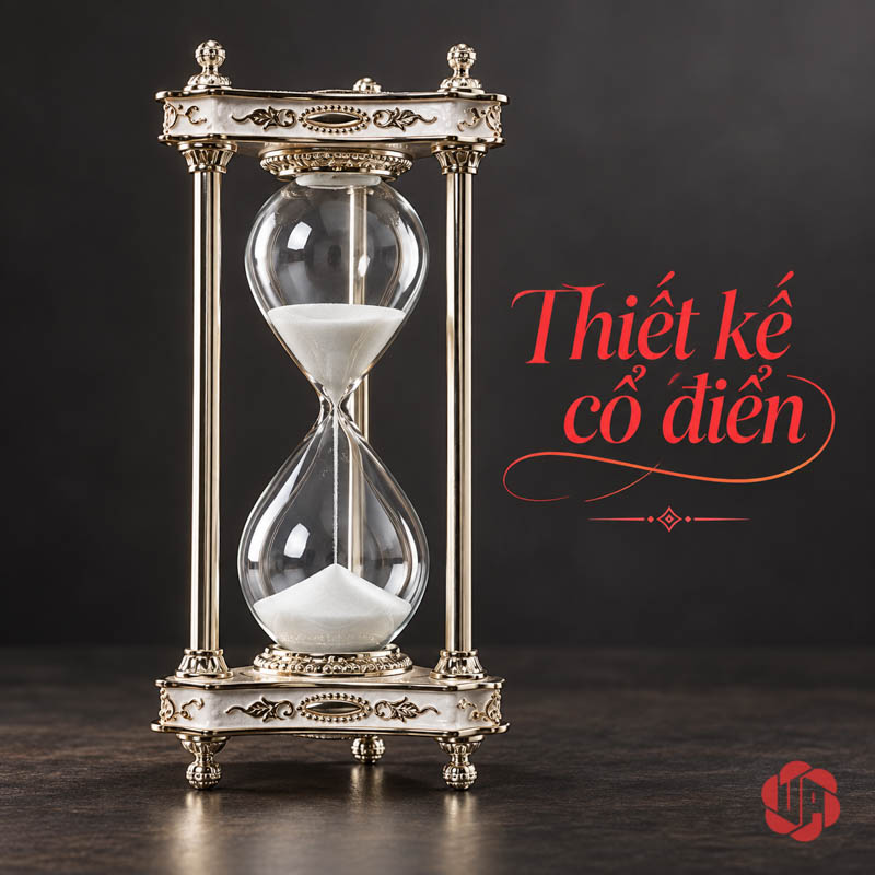 Đồ Trang Trí Bàn Làm Việc, Đồng Hồ Cát Cổ Điển UPV004 Đồng hồ cát khung bạc với viền hoa văn trên nền xám tối