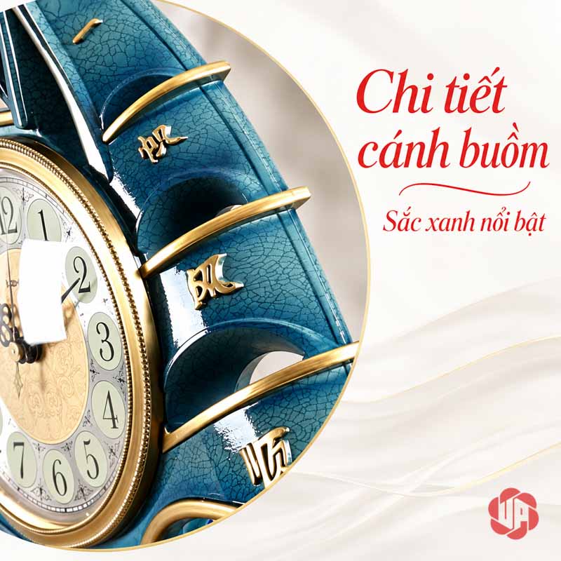 Đồng Hồ Đặt Bàn Thuyền Buồm, Thuận Buồm Xuôi Gió UPHB16 Cận cánh buồm xanh có các đường gân và chi tiết ánh vàng