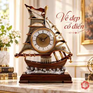 Đồng hồ thuyền buồm tông nâu, cánh buồm xám và mặt số La Mã
