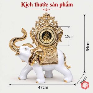 Sơ đồ đồng hồ voi rộng 47 cm, sâu 21 cm, cao 54 cm, mặt số 15 cm