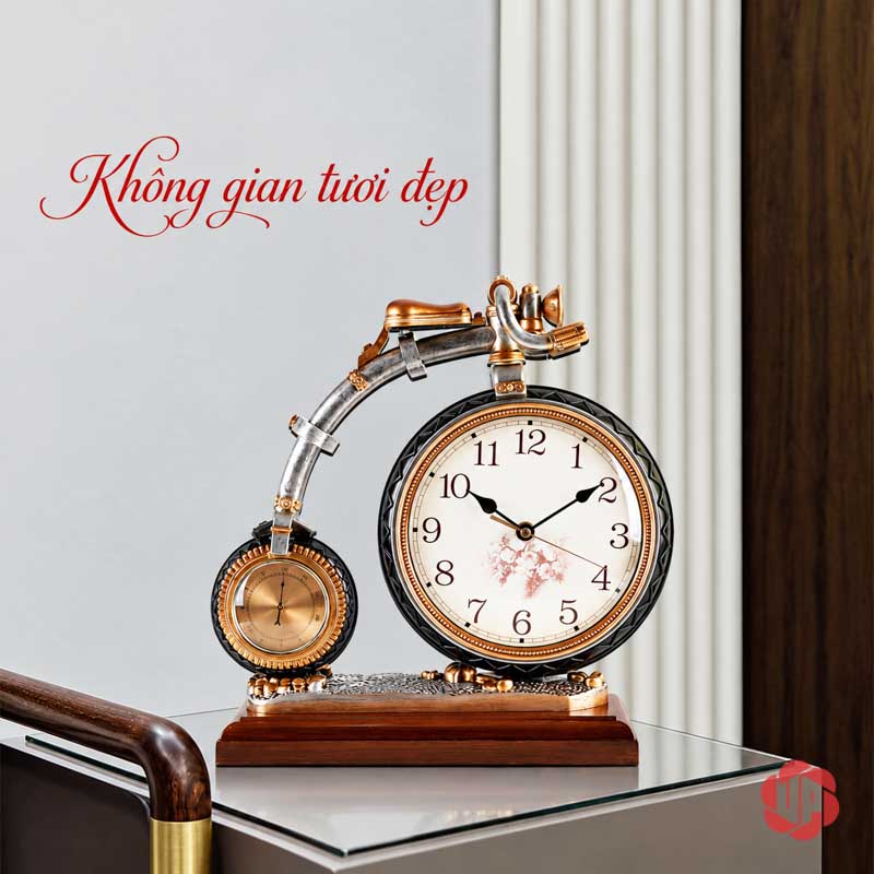 Đồng Hồ Xe Đạp Để Bàn Phong Cách Retro UPHB20 Đồng hồ xe đạp đặt trên bàn phụ cạnh nội thất sáng