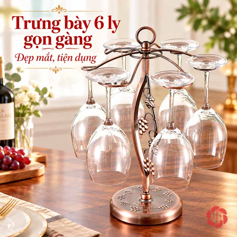 Giá Để Ly Rượu Vang Chùm Nho UP011L Giá ly chùm nho treo các ly trong suốt trên bàn sáng