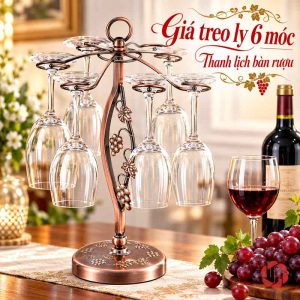 Giá ly chùm nho với sáu vị trí treo