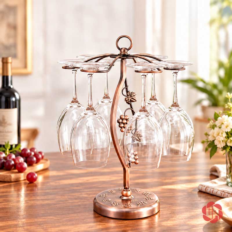Giá Để Ly Rượu Vang Chùm Nho UP011L Giá ly tông đồng có nhánh nho trong thân cong
