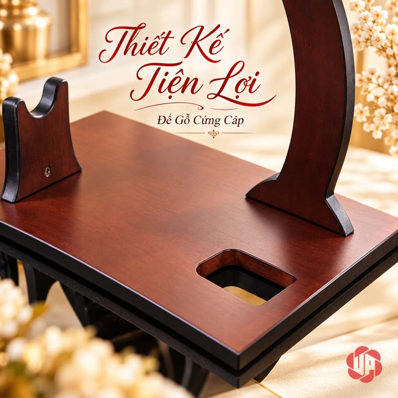 Giá Treo Ly Cá Heo Bằng Gỗ UP029L Cận đế chữ nhật, chân thân cá và phần đỡ cổ chai