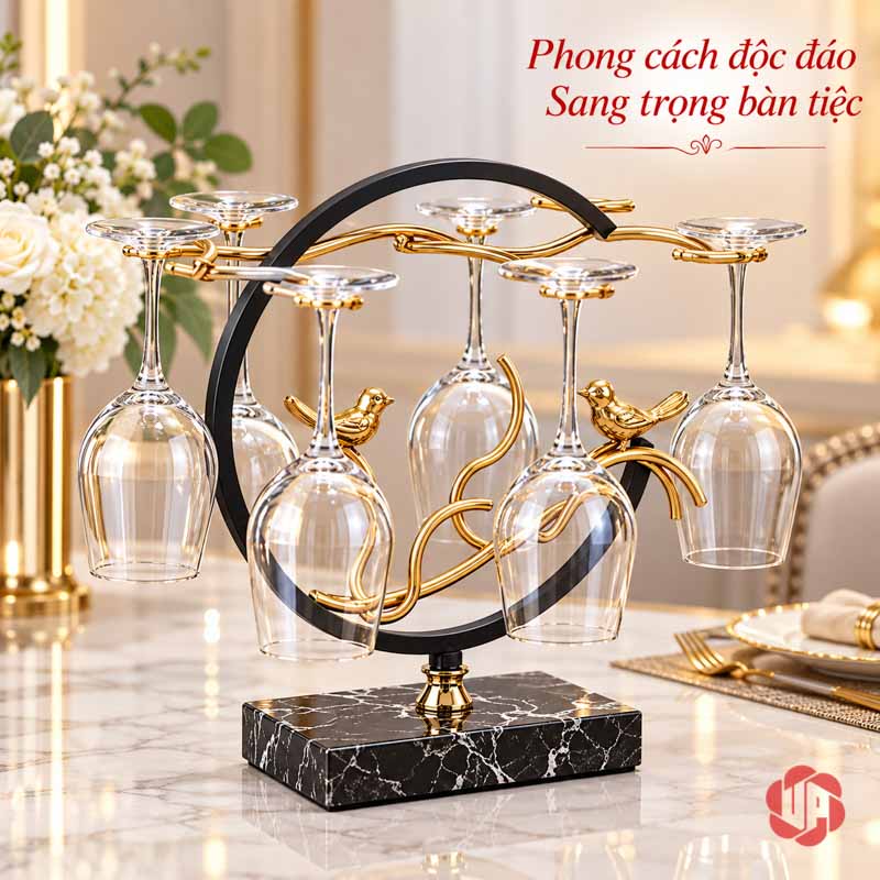 Decor Phòng Khách Giá Ly Đôi Chim UP012L Giá đôi chim treo ly nhưng không đặt chai
