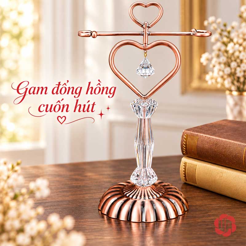 Giá Treo Ly Rượu Vang Tình Yêu UP036L Giá trái tim đồng hồng để trống cạnh sách