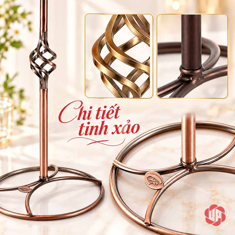 Giá Treo Ly Rượu Vang Khung Thanh Mảnh UP001L Ảnh cận đoạn thân xoắn, chỗ nối trụ và chân đế của giá
