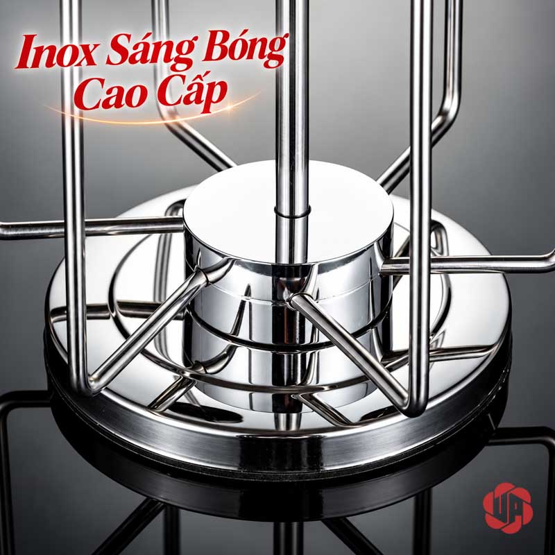 Giá Úp Cốc Uống Nước Inox Đỉnh Pha Lê UP001C Giá úp cốc uống nước cận cảnh các nhánh nối vào chân đế