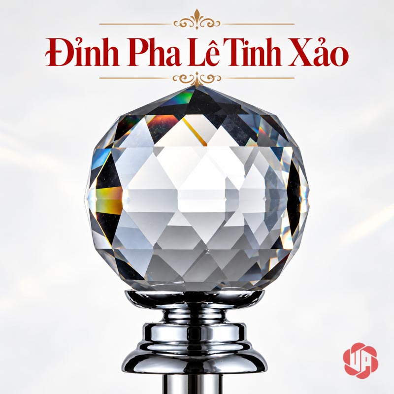Giá Úp Cốc Uống Nước Inox Đỉnh Pha Lê UP001C Giá úp cốc uống nước cận cảnh viên pha lê nhiều mặt cắt