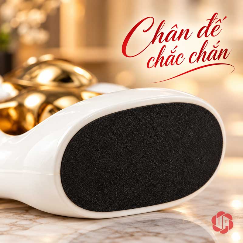 Decor Trang Trí Đôi Hồ Lô Gốm Sứ UP066V Mặt đáy hồ lô có lớp lót màu đen