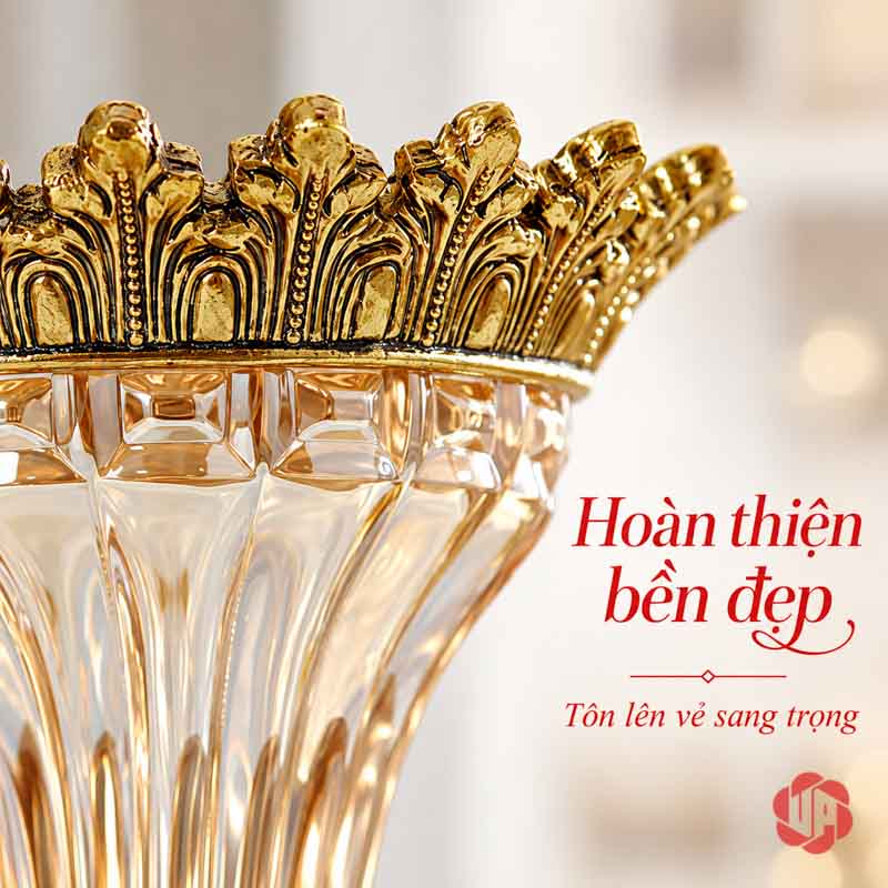 Lọ Hoa Thủy Tinh Tân Cổ Điển Viền Vàng UPT13 đường viền mặt trên của lọ hoa thủy tinh tân cổ điển UPT13