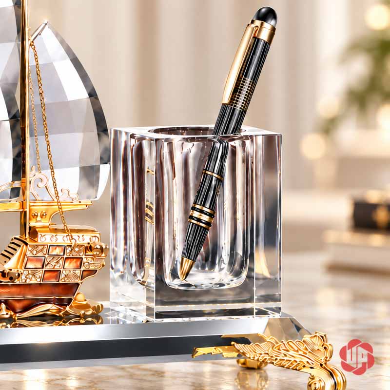 Hộp Bút Để Bàn Thuyền Buồm Thuận Buồm Xuôi Gió UP046 Hộp bút để bàn thuyền buồm cận cảnh ống bút trong suốt