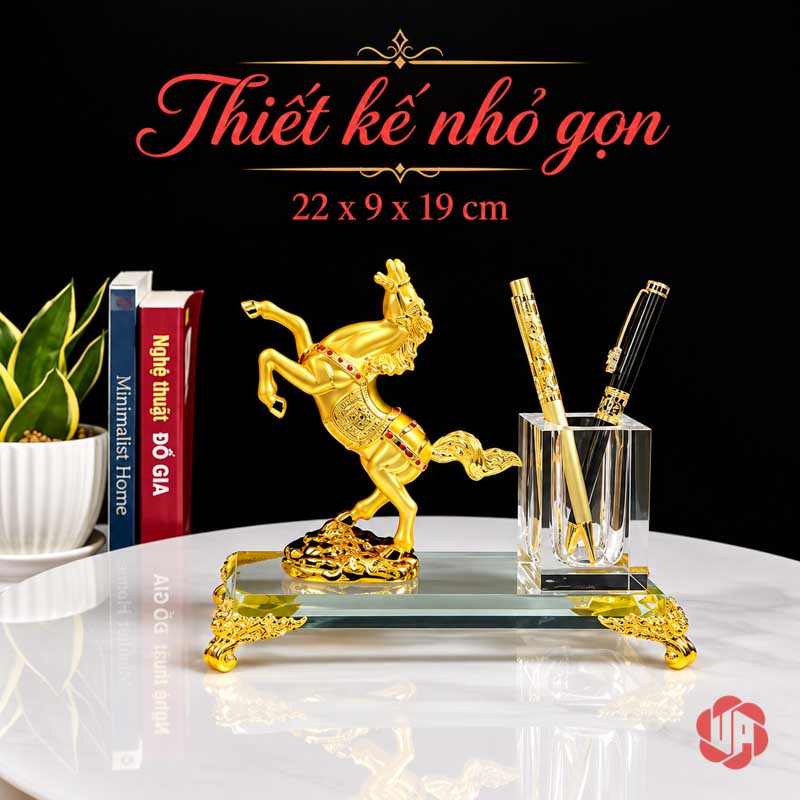 Hộp Đựng Bút Để Bàn Ngựa Mã Đáo Thành Công UP057 Hộp đựng bút để bàn không cờ kích thước 22 x 9 x 19 cm