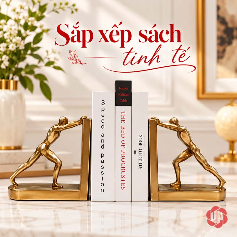 Kệ Chặn Sách Trang Trí Lực Sỹ UP035 Kệ chặn sách Lực Sỹ đặt hai bên nhóm sách cao thấp khác nhau