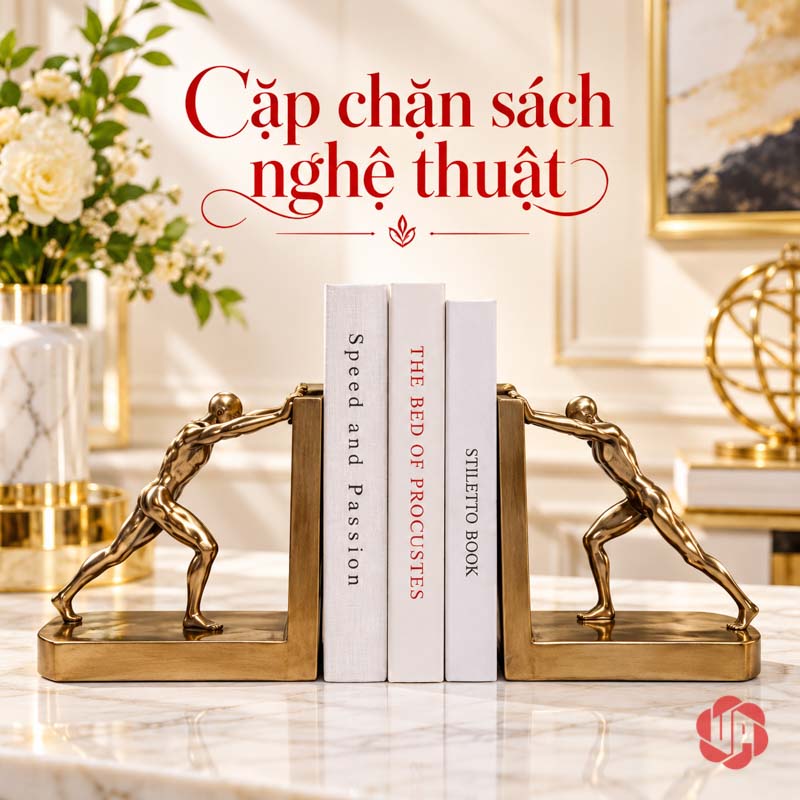 Kệ Chặn Sách Trang Trí Lực Sỹ UP035 Kệ chặn sách Lực Sỹ thành cặp ôm hai đầu dãy sách trên mặt bàn sáng