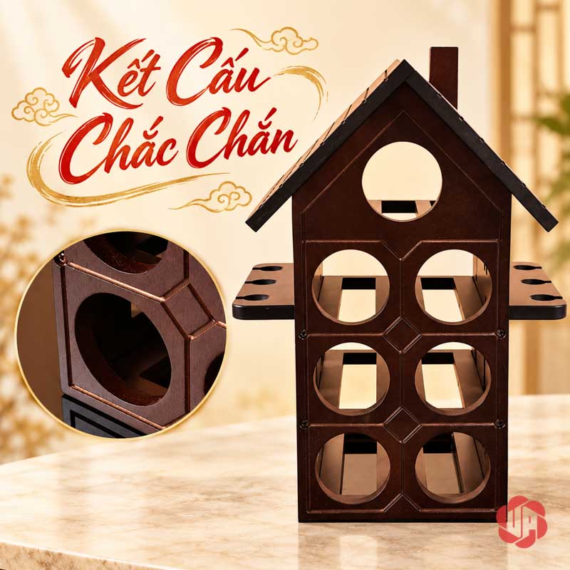 Decor Trang Trí Nhà Đẹp Kệ Rượu Ngôi Nhà UP028L Kệ ngôi nhà để trống cùng góc cận mặt ô chai