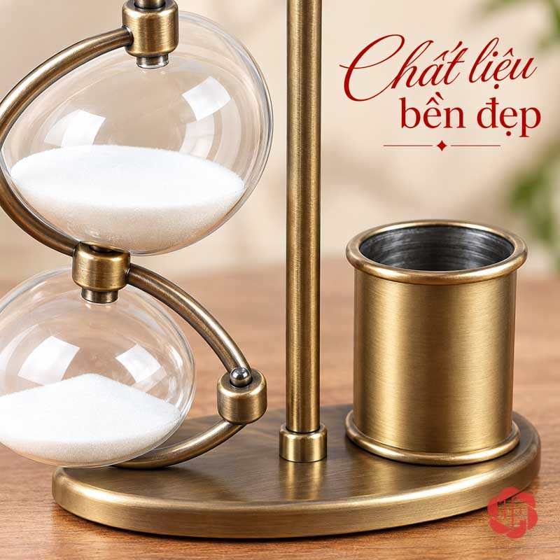 Khay Đựng Bút Để Bàn, Đồng Hồ Cát Phong Cách Cổ Điển UPV005 Cận khung cong, trụ đứng, ống bút rỗng và mặt đế