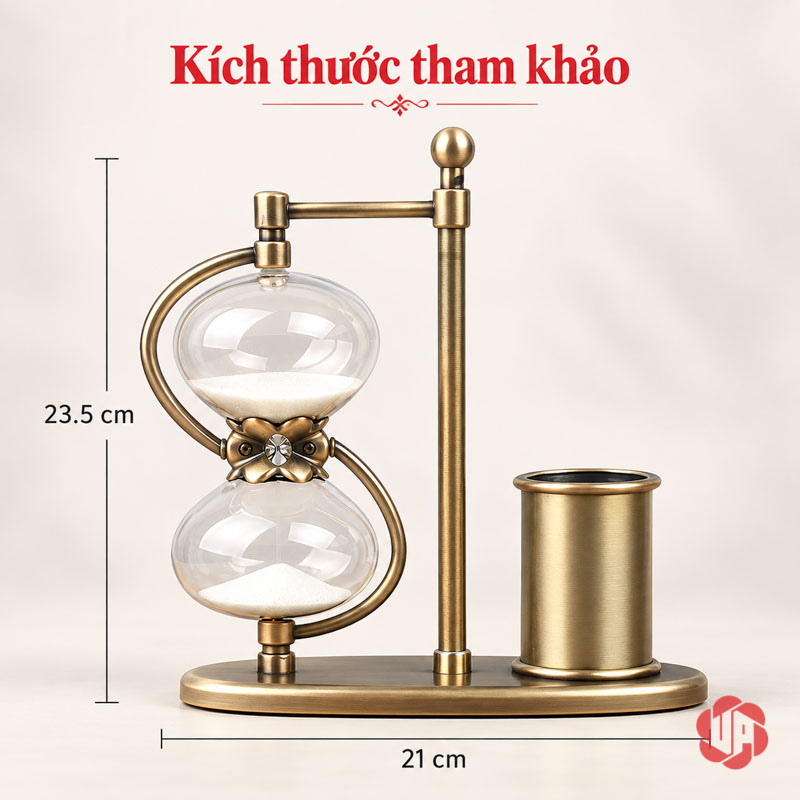 Khay Đựng Bút Để Bàn, Đồng Hồ Cát Phong Cách Cổ Điển UPV005 Ảnh ghi khay bút dài 21 cm và cao 23,5 cm