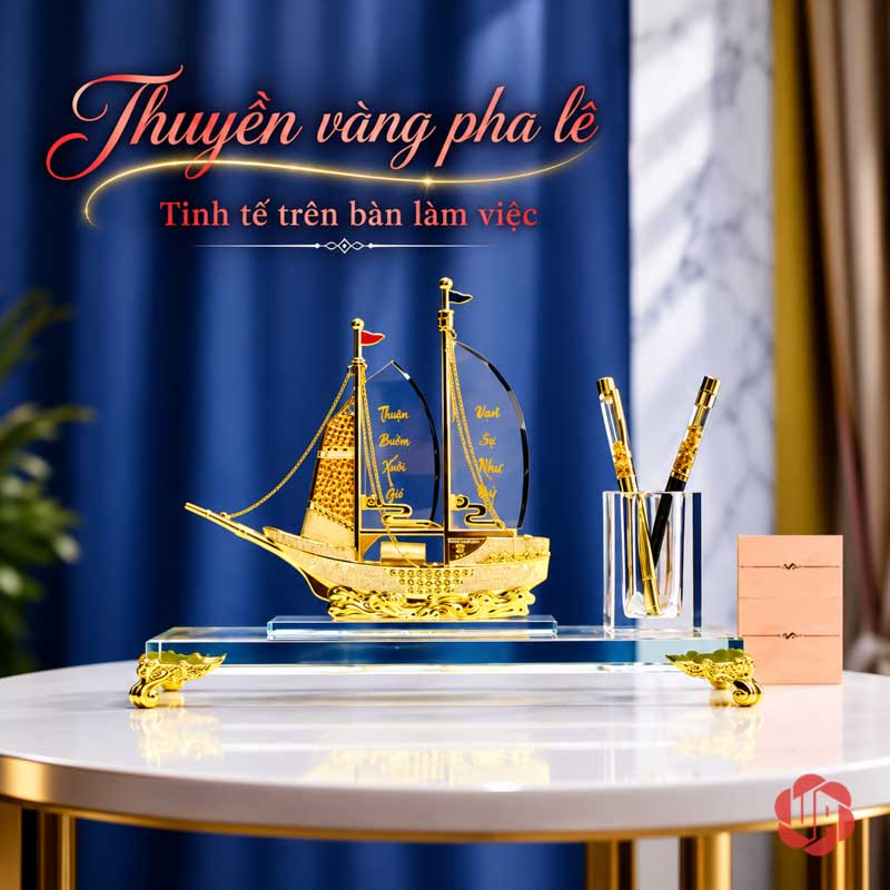 Khay Cắm Bút Để Bàn Thuyền Buồm Có Cờ Và Không Cờ UP046B Khay cắm bút để bàn thuyền buồm không cờ trên bàn tròn trắng