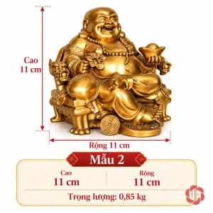 Tượng Di Lặc mẫu nhỏ cao 11 cm, rộng 11 cm trên nền trắng