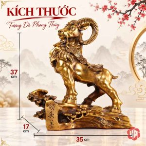 Kích thước tượng dê dài 35 cm rộng 17 cm cao 37 cm