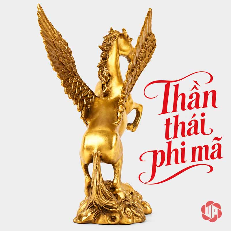 Ngựa Thần Pegasus Bằng Đồng Tượng Ngựa Có Cánh Để Bàn UPD035 Mặt sau ngựa Pegasus với bờm và đuôi uốn dài