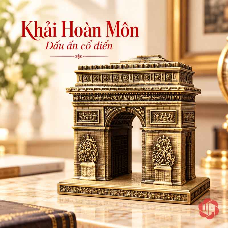 Đồ Decor Nội Thất, Bộ Sưu Tập Mô Hình Kiến Trúc Thế Giới UPV002 Mô hình Khải Hoàn Môn với cổng vòm và phù điêu hai bên