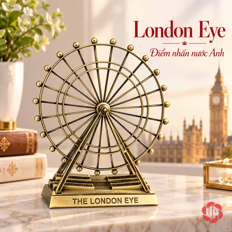 Đồ Decor Nội Thất, Bộ Sưu Tập Mô Hình Kiến Trúc Thế Giới UPV002 Mô hình vòng quay London Eye trên đế chữ nhật