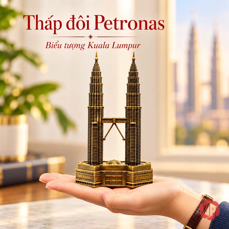 Đồ Decor Nội Thất, Bộ Sưu Tập Mô Hình Kiến Trúc Thế Giới UPV002 Mô hình tháp đôi Petronas nằm trên lòng bàn tay