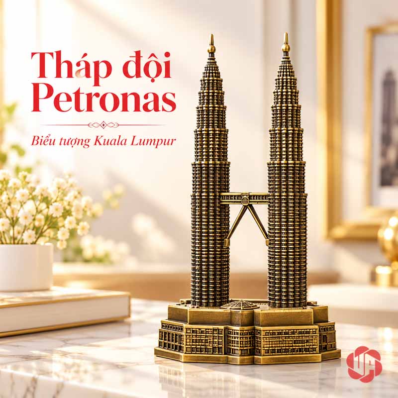 Đồ Decor Nội Thất, Bộ Sưu Tập Mô Hình Kiến Trúc Thế Giới UPV002 Mô hình tháp đôi Petronas với cầu nối giữa hai tòa tháp