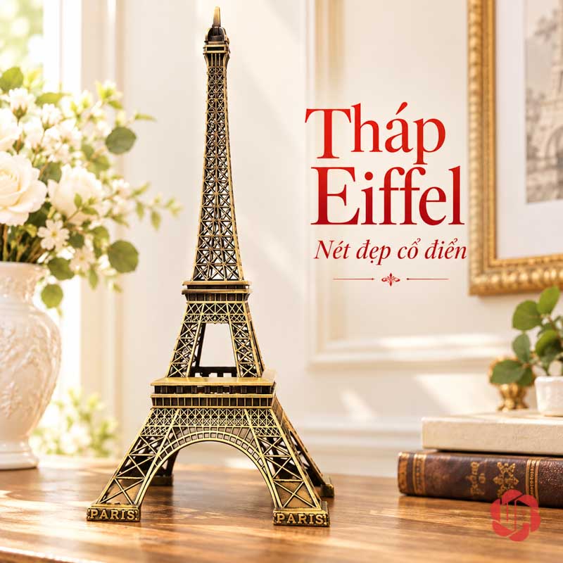 Đồ Decor Nội Thất, Bộ Sưu Tập Mô Hình Kiến Trúc Thế Giới UPV002 Mô hình tháp Eiffel với khung lưới và chân vòm trên mặt bàn