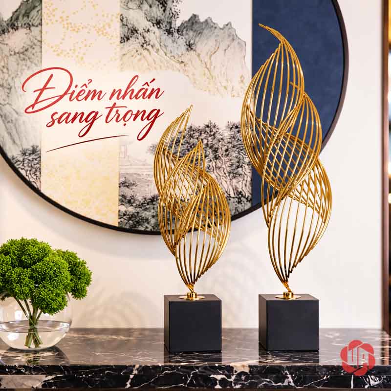 Ngọn Lửa Decor Trang Trí Ánh Vàng UP026 Ngọn lửa decor bày đôi dưới tranh tròn