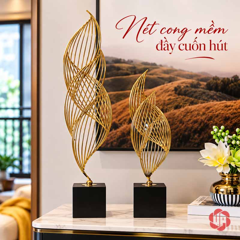 Ngọn Lửa Decor Trang Trí Ánh Vàng UP026 Ngọn lửa decor bày đôi trên bàn console mặt sáng