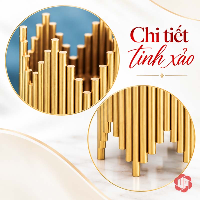 Quả Cầu Thủy Tinh Phong Thủy Chân Trụ Ánh Vàng UP017 Quả cầu pha lê chân trụ với ảnh chi tiết đầu thanh và chân đỡ