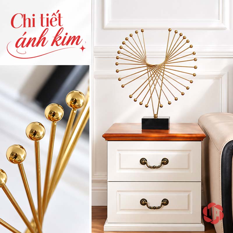 Tượng Decor Cánh Chim Bay Màu Vàng Kim UP052 Tượng decor cánh chim bay ảnh ghép đầu bi và toàn thể trên tủ