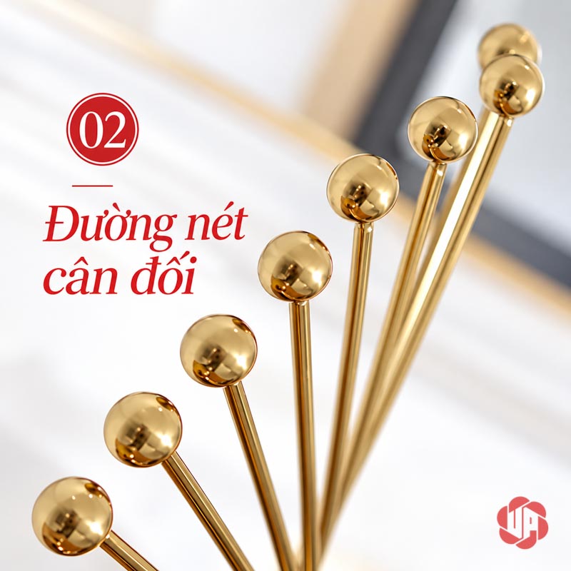 Tượng Decor Cánh Chim Bay Màu Vàng Kim UP052 Tượng decor cánh chim bay cận dãy đầu bi tròn màu vàng