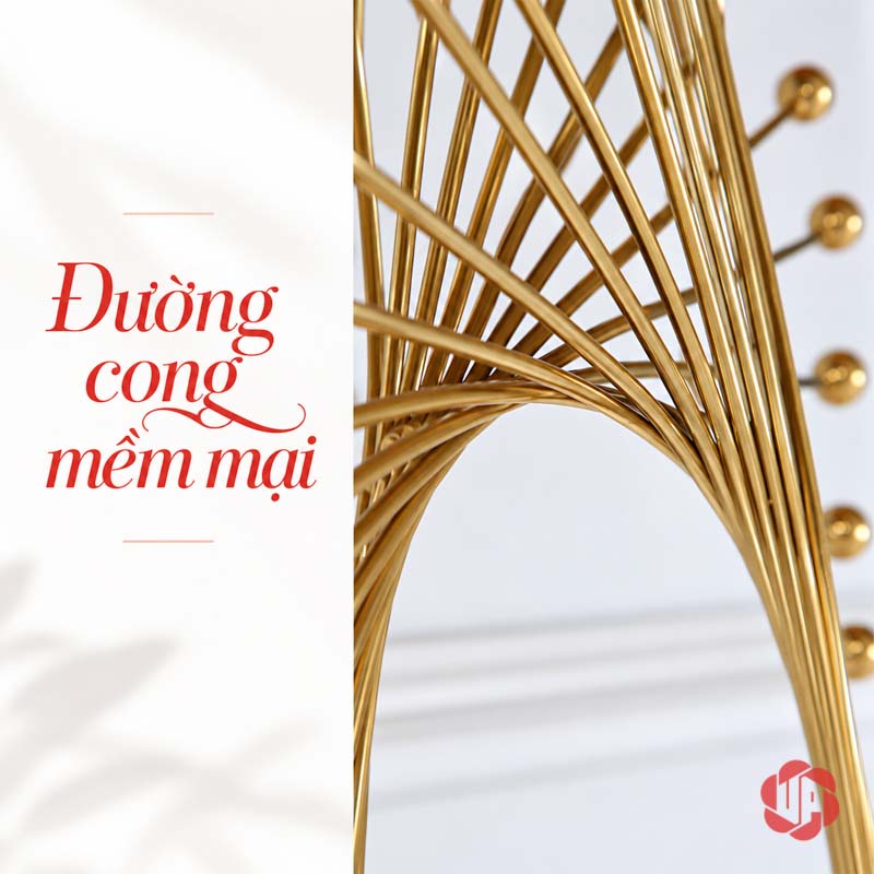 Tượng Decor Cánh Chim Bay Màu Vàng Kim UP052 Tượng decor cánh chim bay cận đường cong tạo bởi các thanh chéo