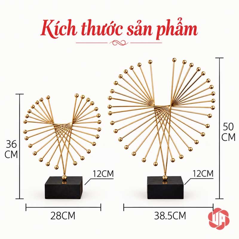 Tượng Decor Cánh Chim Bay Màu Vàng Kim UP052 Tượng decor cánh chim bay có hai cỡ cao 36 cm và 50 cm