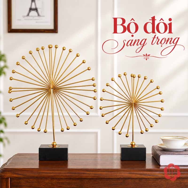 Tượng Decor Cánh Chim Bay Màu Vàng Kim UP052 Tượng decor cánh chim bay hai cỡ cạnh sách và tách trà