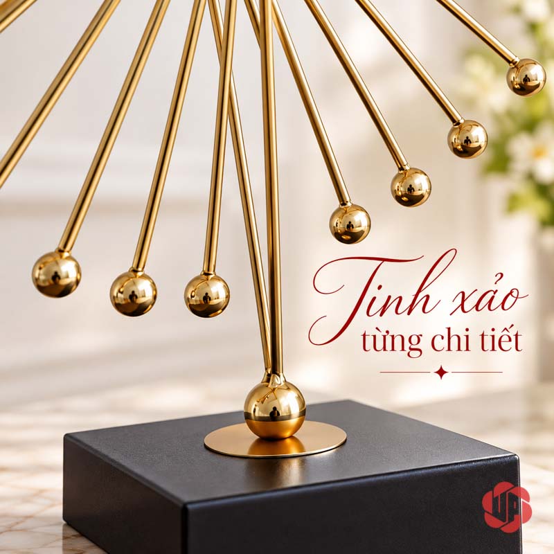 Tượng Decor Cánh Chim Bay Màu Vàng Kim UP052 Tượng decor cánh chim bay nhìn gần thanh dưới và điểm nối chân đế