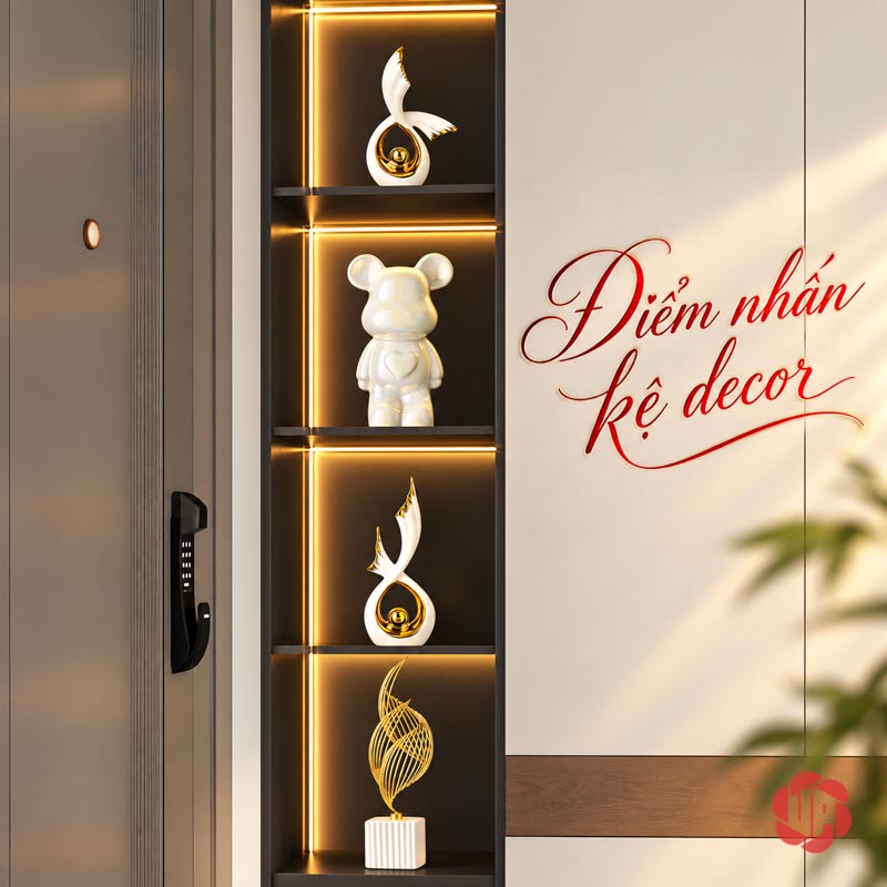 Tượng Decor Đôi Cánh Chim Bay Gốm Sứ UP075V Tượng decor đôi cánh chim bay bày tách từng mẫu trên kệ đứng