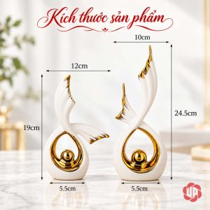Tượng decor đôi cánh chim bay với số đo hai mẫu cao thấp