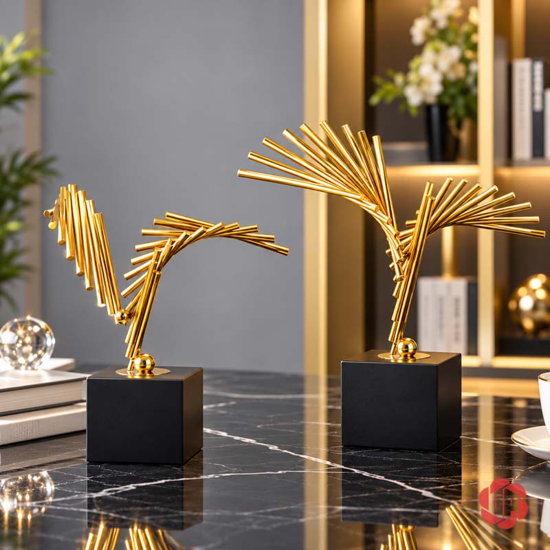 Tượng Decor Đôi Cánh Trang Trí Bàn Làm Việc UP041 Tượng decor Đôi Cánh mẫu nhỏ bên trái và lớn bên phải cạnh sách