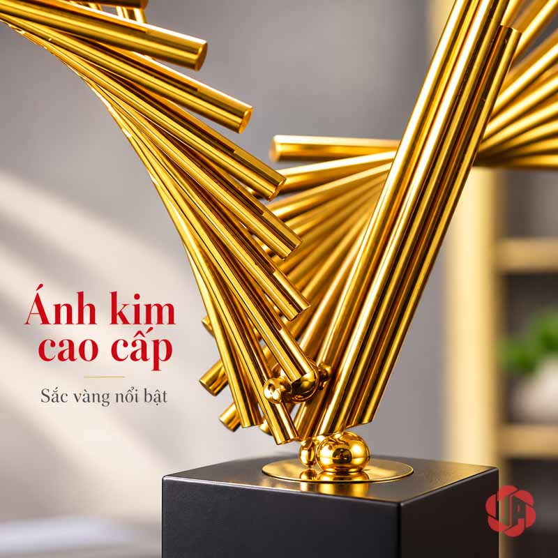 Tượng Decor Đôi Cánh Trang Trí Bàn Làm Việc UP041 Tượng decor Đôi Cánh nhìn gần các thanh hợp kim màu vàng