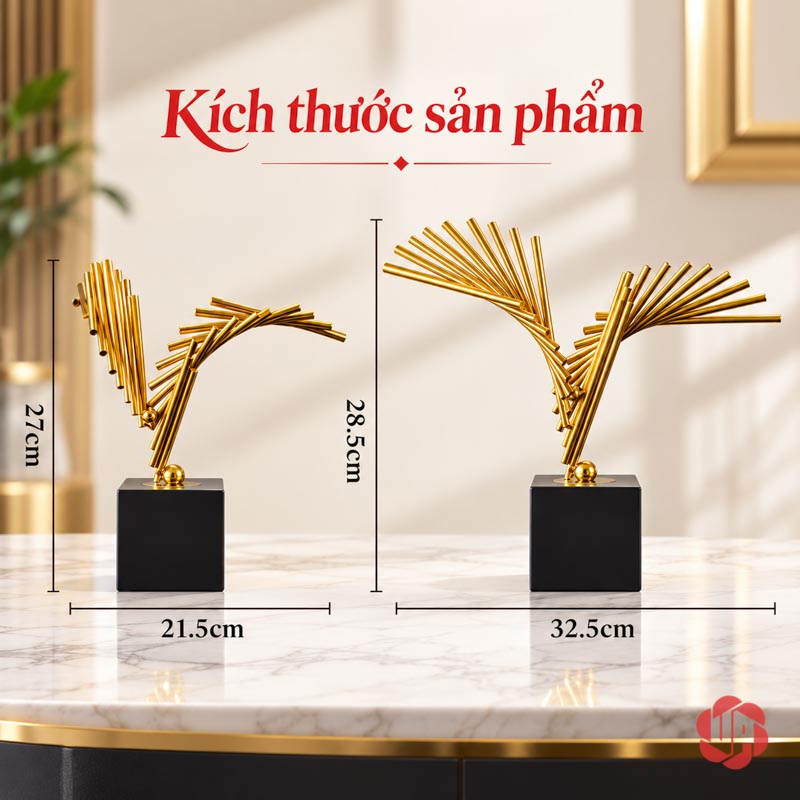 Tượng Decor Đôi Cánh Trang Trí Bàn Làm Việc UP041 Tượng decor Đôi Cánh trong ảnh kích thước hai mẫu nhỏ và lớn