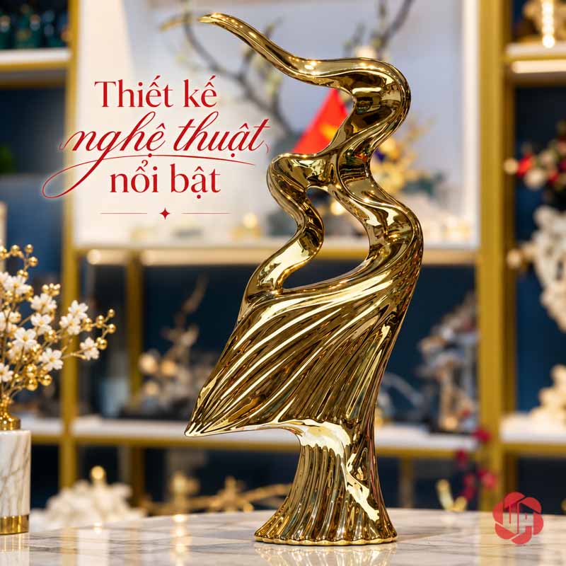 Tượng Decor Nghệ Thuật Tinh Thần Phấn Chấn UP056 Tượng decor Tinh thần phấn chấn với phần thân vàng trên bàn