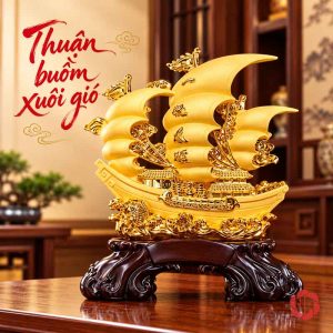 Thuyền buồm vàng trên đế sẫm màu