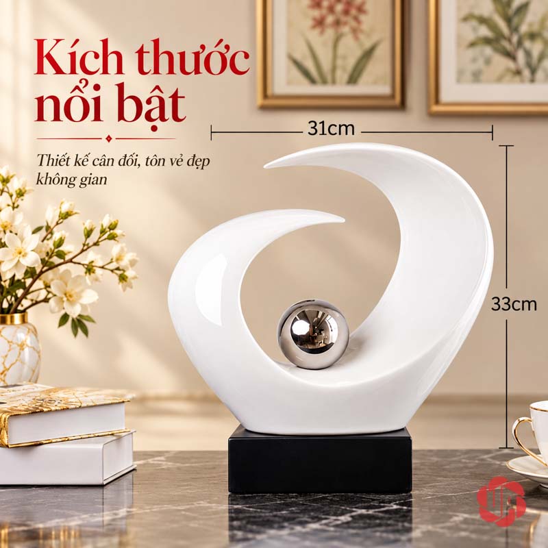 Tượng Trang Trí Nghệ Thuật Đôi Mắt Và Tầm Nhìn UP038 Tượng trang trí Đôi Mắt trắng cỡ lớn trong ảnh kích thước